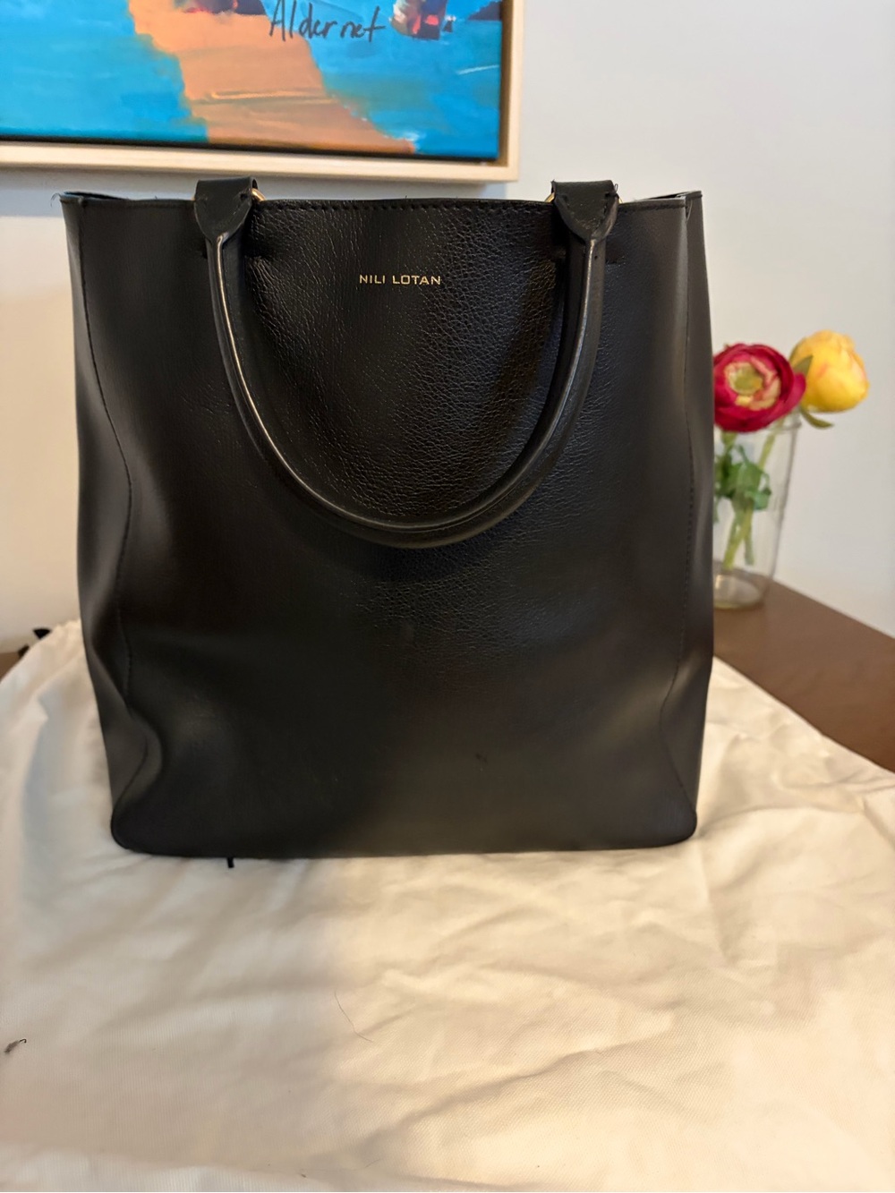 Nili Lotan Black Leather Structured Tote